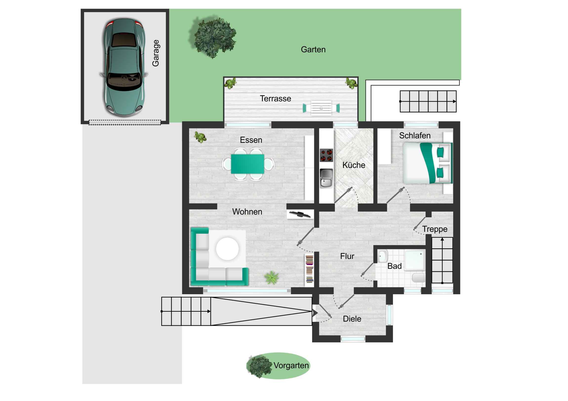 Freistehendes Einfamilienhaus mit neu ausgebautem Dachgeschoss, Vollkeller, Doppelgarage und großzügigem Grundstück — Vorschaubild 14