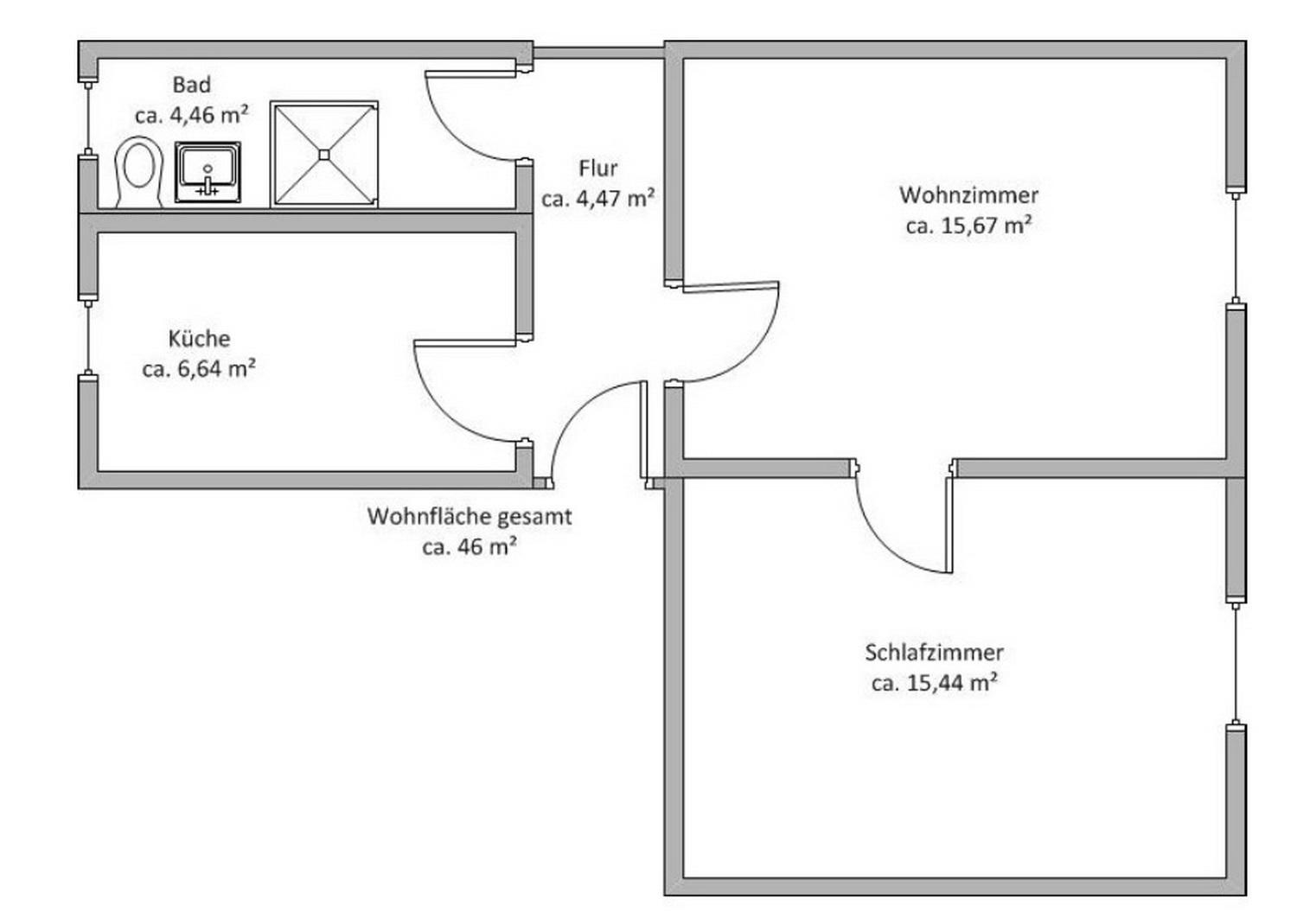 Nette 2 Raum-Wohnung 46 qm in Wolfen — Vorschaubild 9
