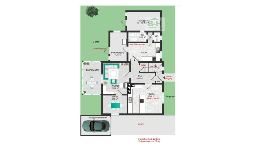 Freistehendes Einfamilienhaus mit großem Grundstück und Garage in beliebter Wohnlage von Raguhn — Vorschaubild 3